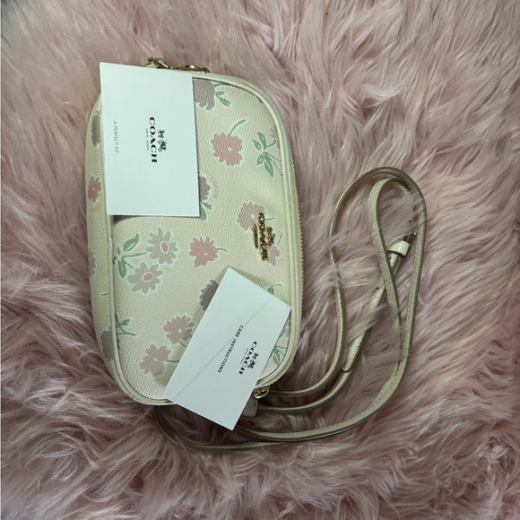 Coach Cream and Pink Floral Crossbody Bag - Picture 2 of 5